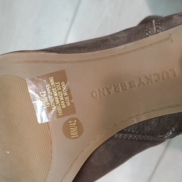 Lucky Brand Womens Jubai Peep Ankle Leather Heels Boots open toe shoes sz 10M - Picture 11 of 12